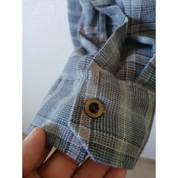Wrangler Mens 2XL Casual Button Up Shirt Flannel Blue Plaid Long Sleeve Pockets - Picture 4 of 10